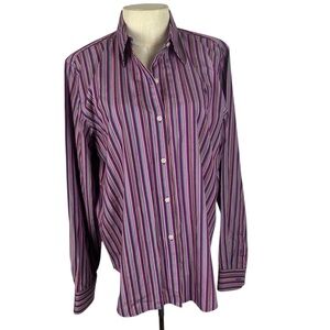 Lauren Ralph Lauren button down shirt size L purple stripe classic office preppy